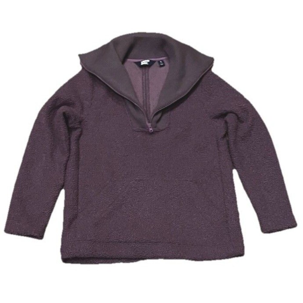 Lands' End Women's Small 8-10 Grape Boucle Fleece Pullover Top Kangaroo Pocket